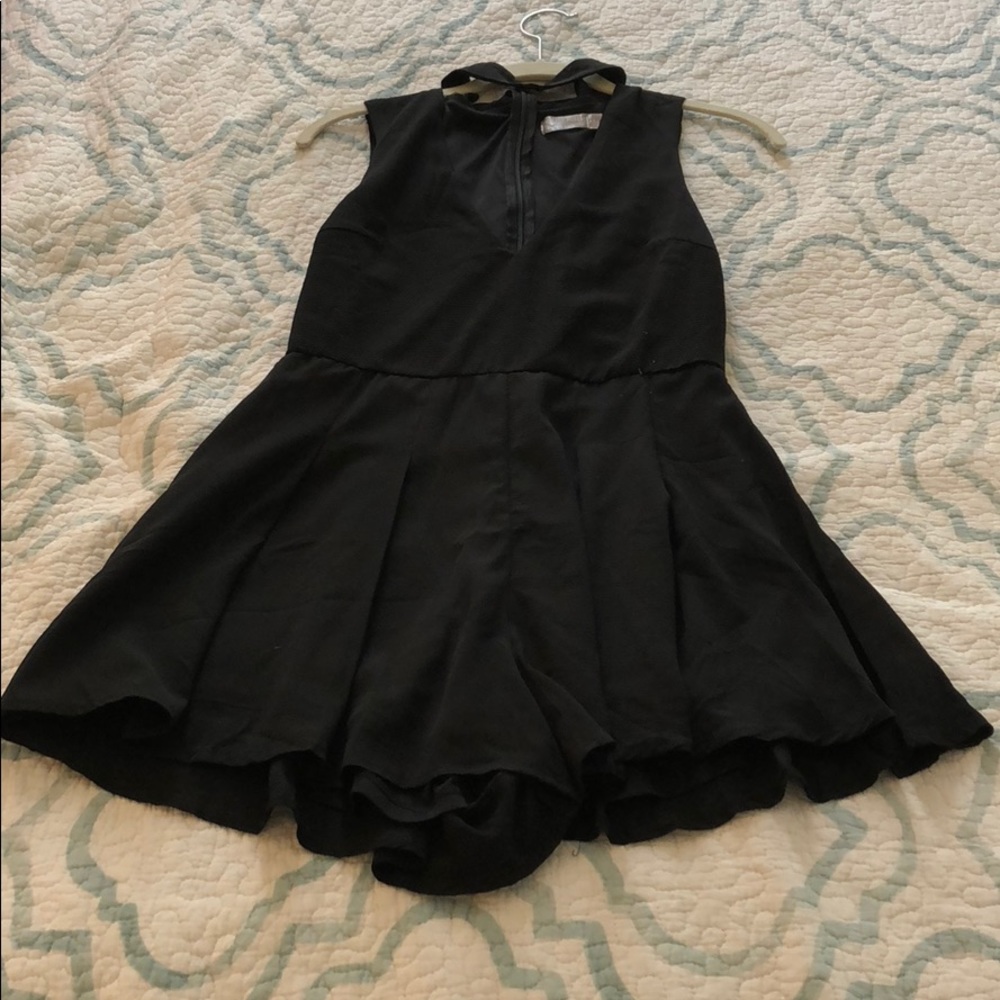 Black High Neck Low Cut Romper